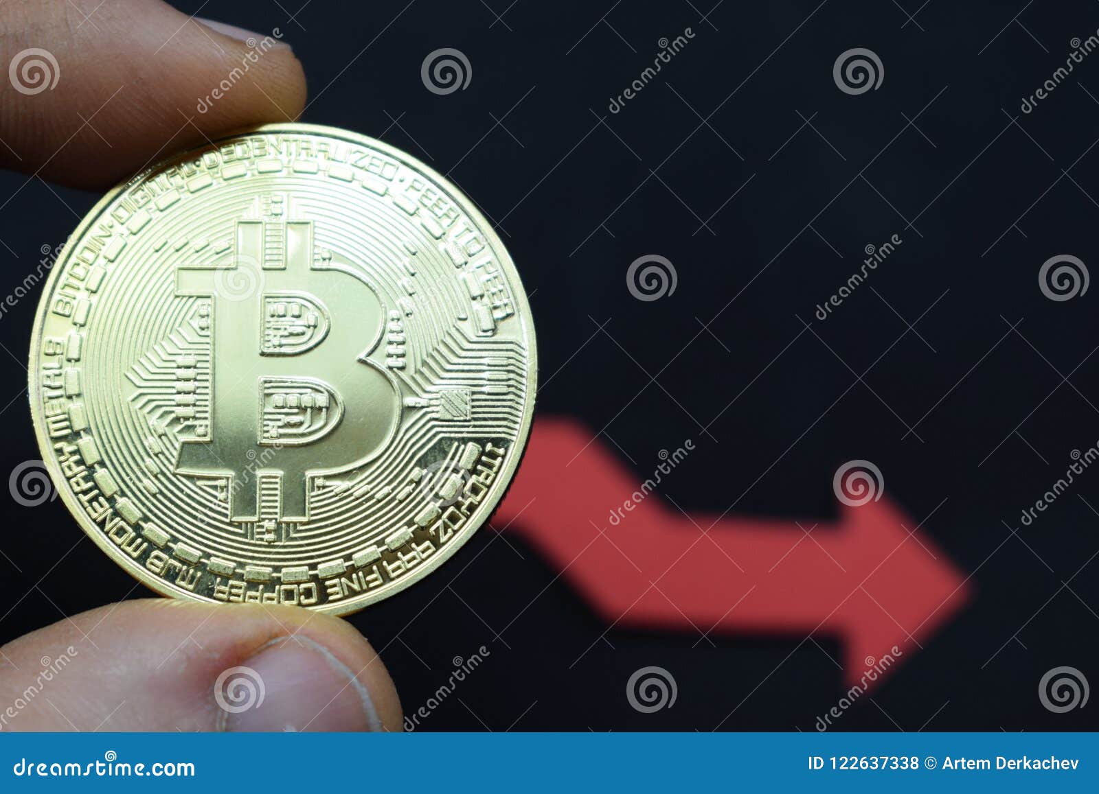 Bitcoin Falls in Price, on a Black Background Stock Photo - Image of bitcoin,  economy: 122637338