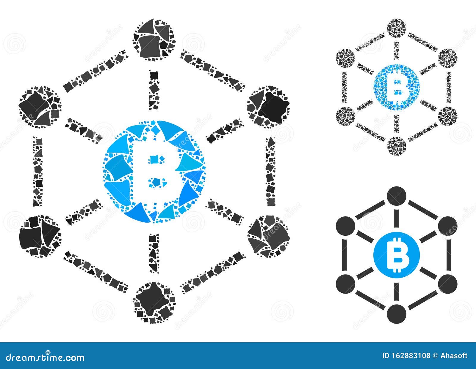 bitcoin finance netwok mosaic icon of irregular s