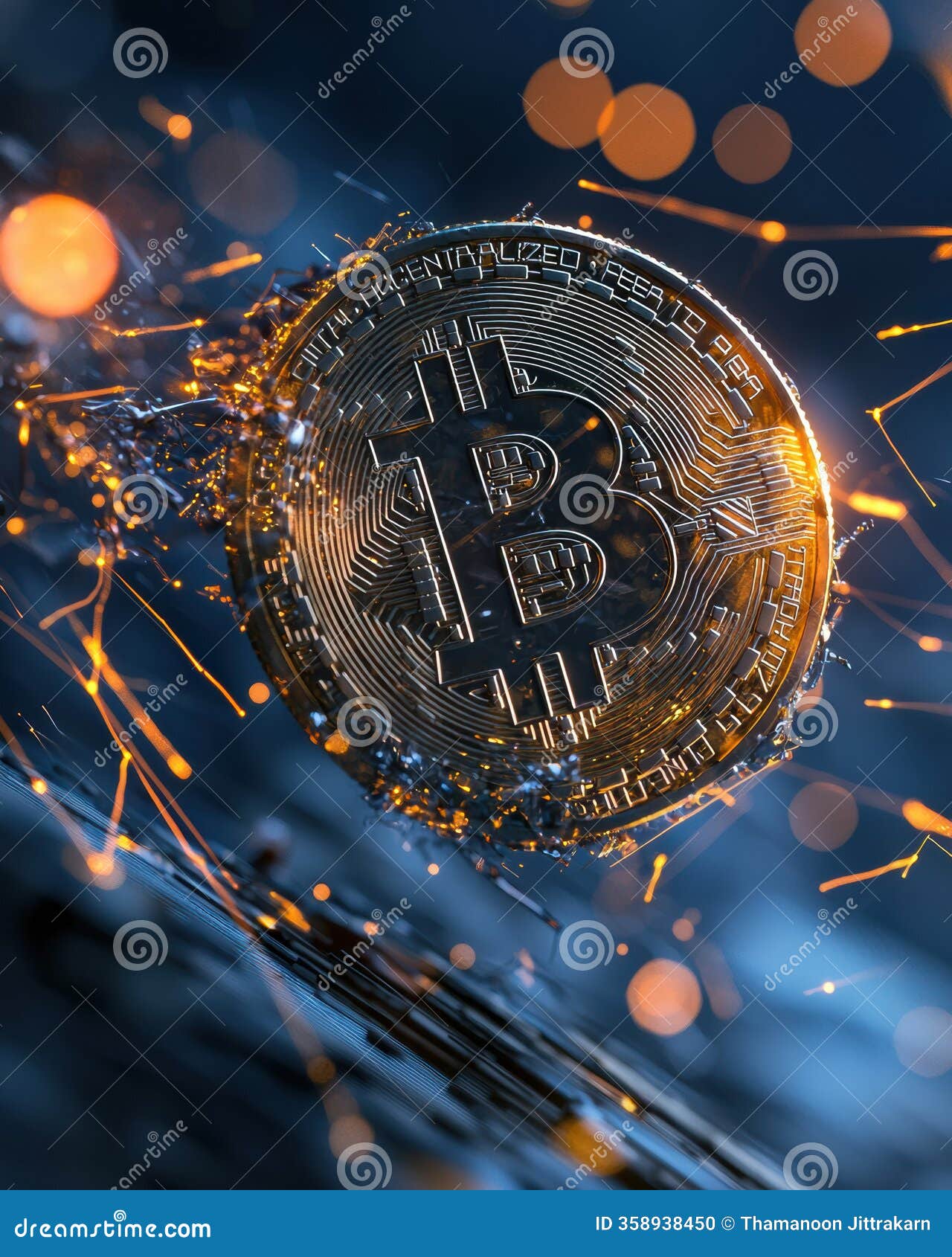 A Bitcoin Floating in the Air Symbolizes the Future of Cryptocurrency and  Decentralized Finance Innovations Stock Illustration - Illustration of  world, money: 358938450