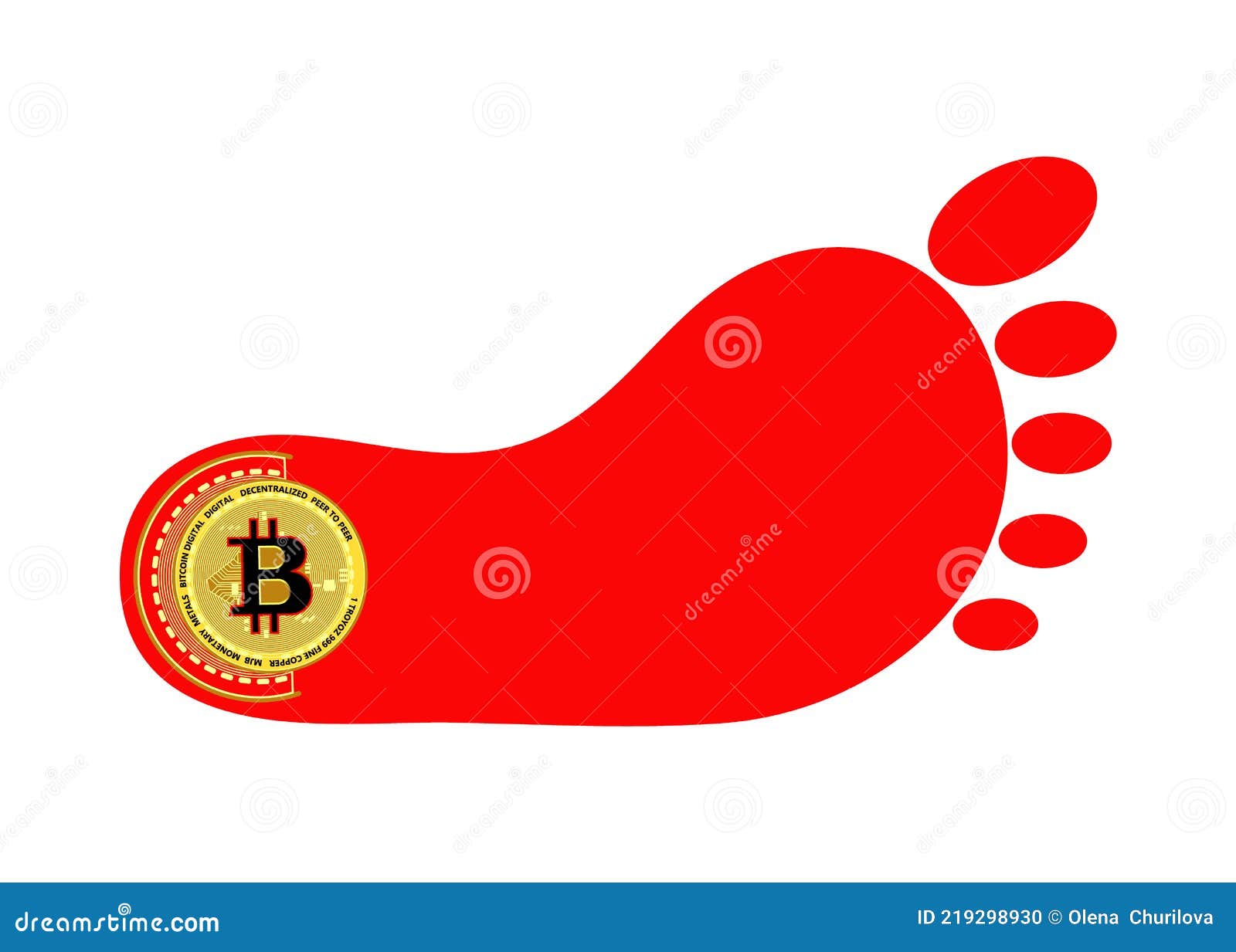 Bitcoin Footprint. a Trace in the History of Cryptocurrencies. Bitcoin and  the Red Trail. Bitcoin Coin Stock Vector - Illustration of coin, decline:  219298930