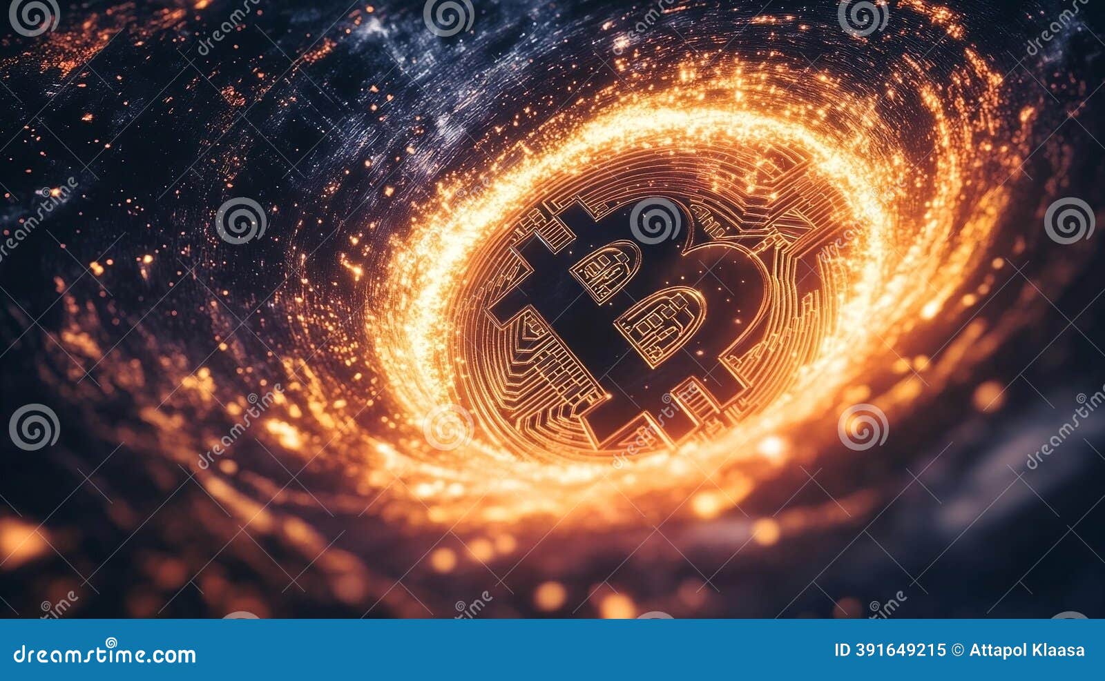 Bitcoin Galaxy Swirl Cryptocurrency in Deep Space Scene Stock Illustration  - Illustration of currency, cryptocurrency: 391649215