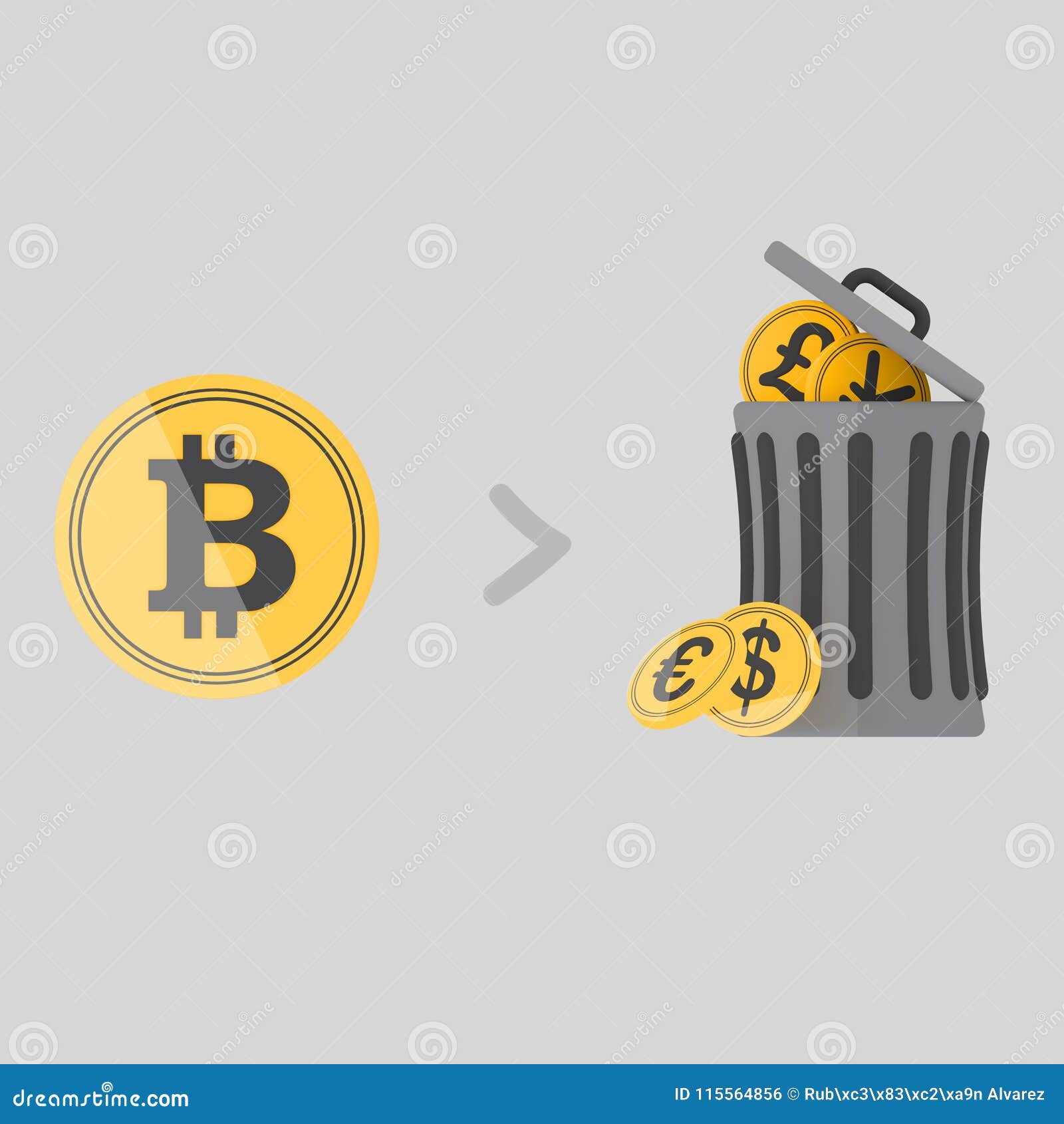 Bitcoin garbage. Trash can stock illustration. Illustration of cartoon -  115564856
