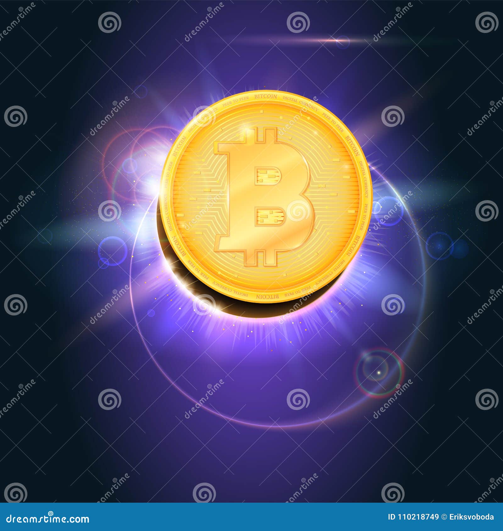 Bitcoin Gold Coin The Symbol Of The Digital Currency On Space Background Virtual Money Of The Future With Light Rays Stock Vector Illustration Of Crypto Banking 110218749