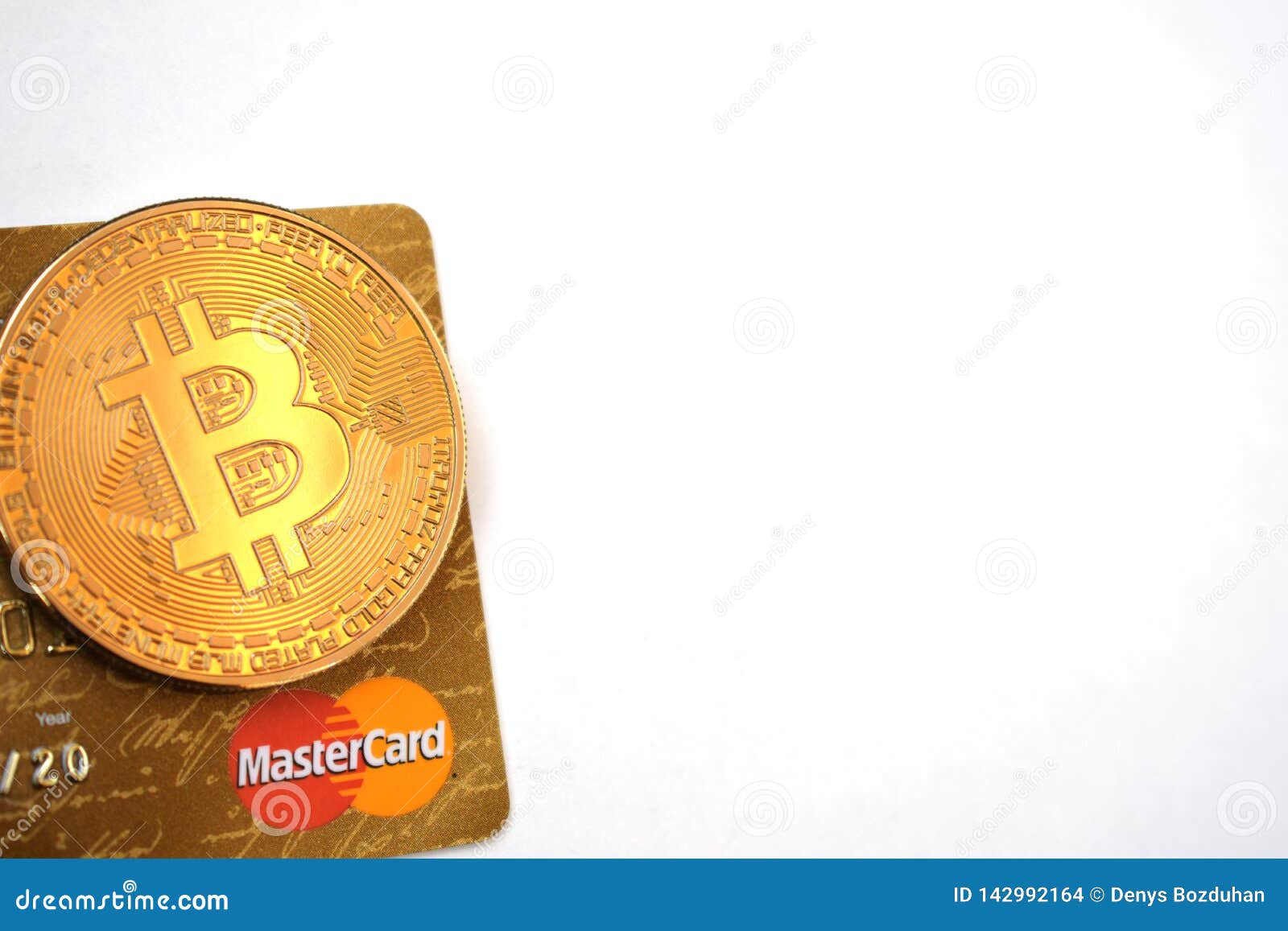 Bitcoin and MasterCard editorial stock image. Image of ...