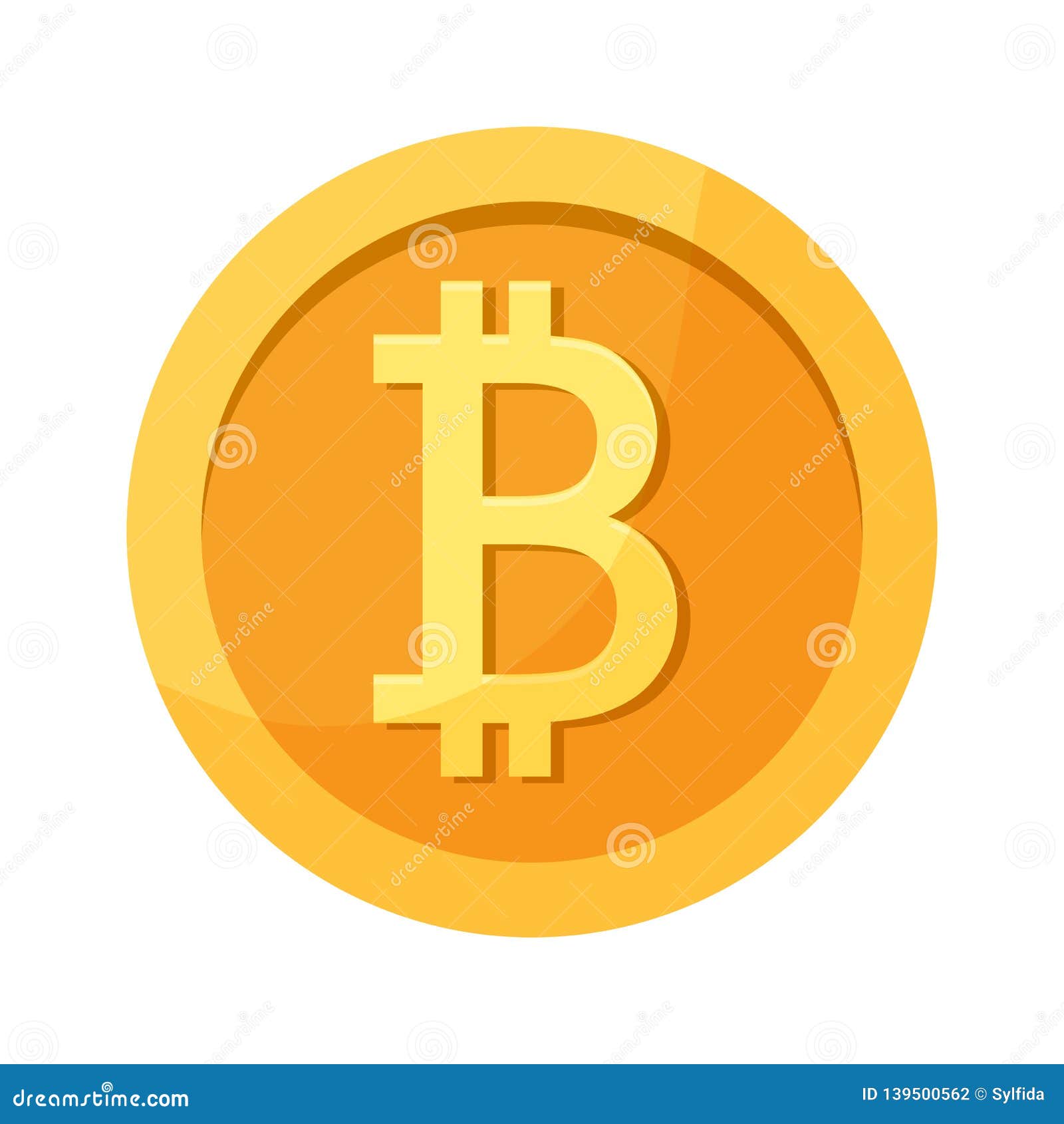Gold Coin With Bitcoin Sign. Cartoon Vector ...
