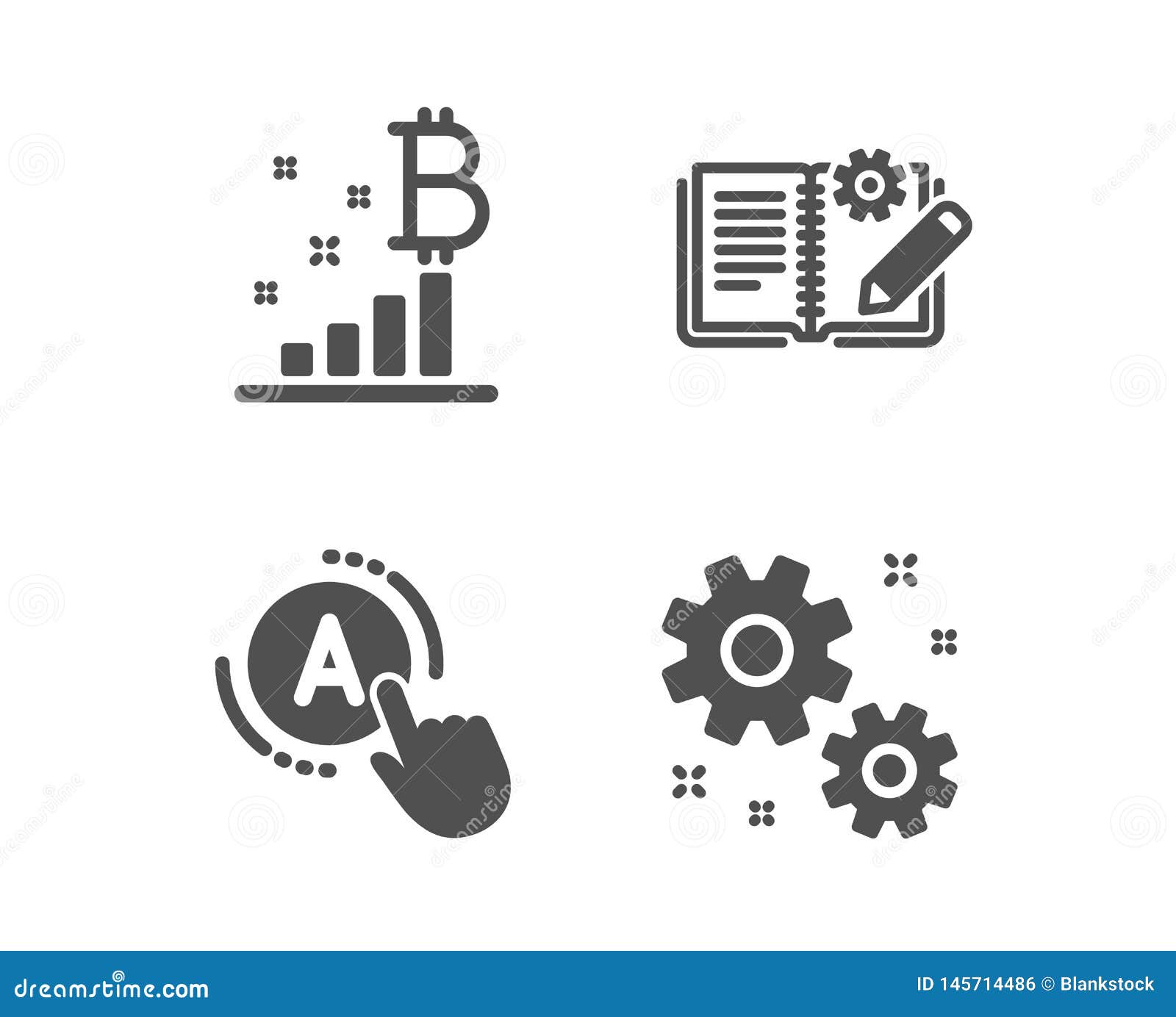 Bitcoin Graph, Ab Testing and Engineering Documentation Icons. Work Sign.  Vector Stock Vector - Illustration of project, gear: 145714486