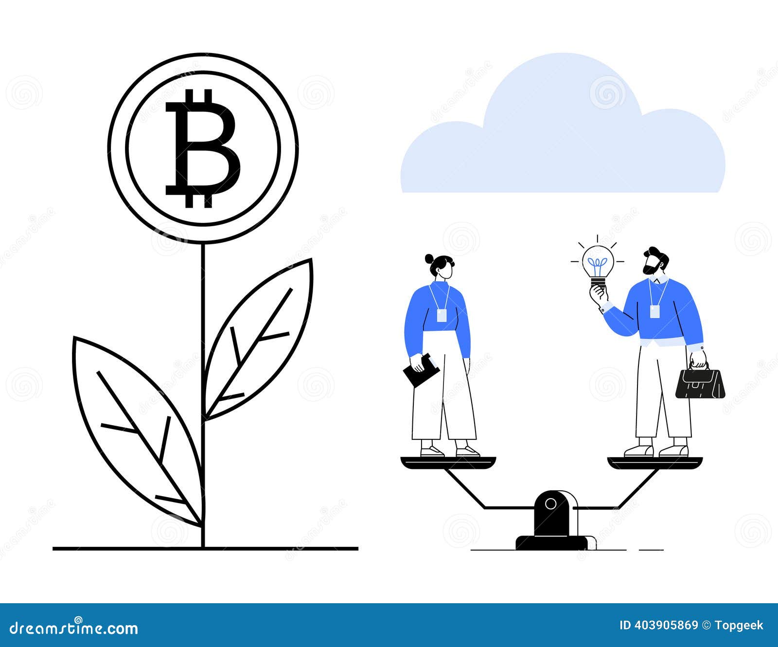 Bitcoin Growth and Idea Exchange Concept with Balanced Decision-Making  Stock Vector - Illustration of bitcoin, economy: 403905869