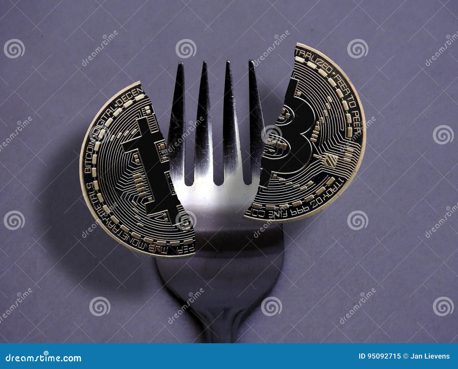 Bitcoin hard-soft fork stock image. Image of cutlery - 95092715