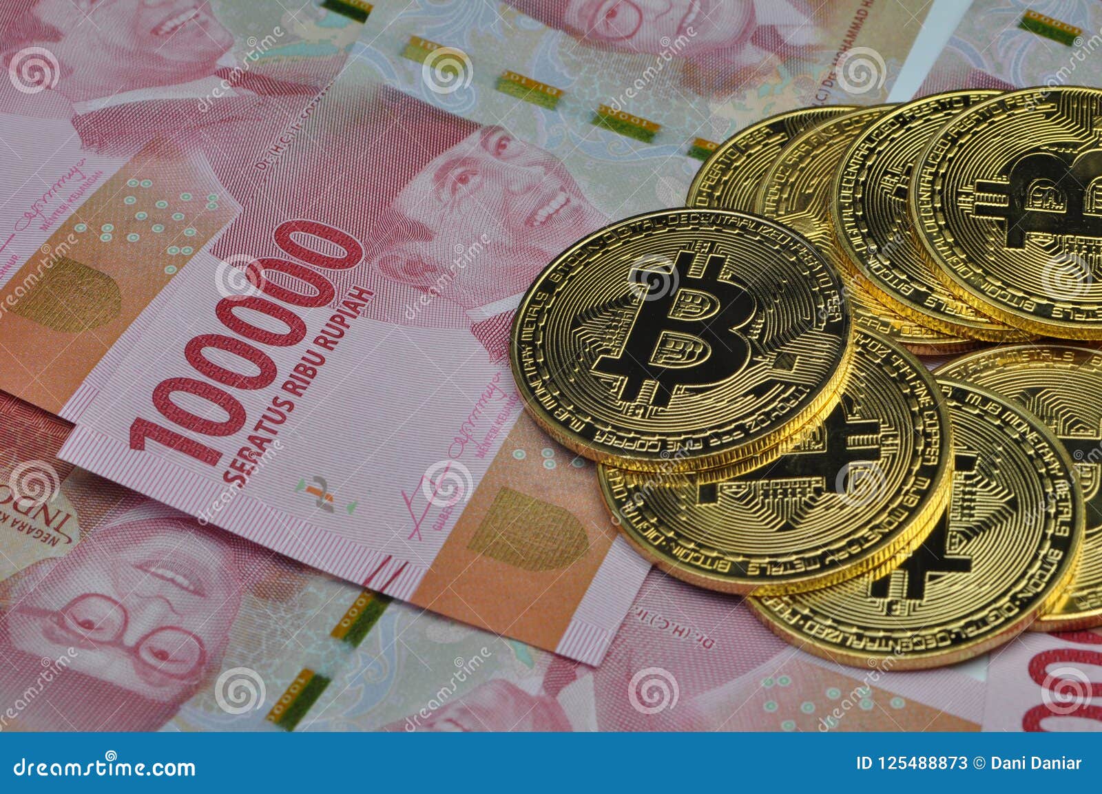 Bitcoin And Indonesia Rupiah Currency Stock Image - Image of 100000 ...