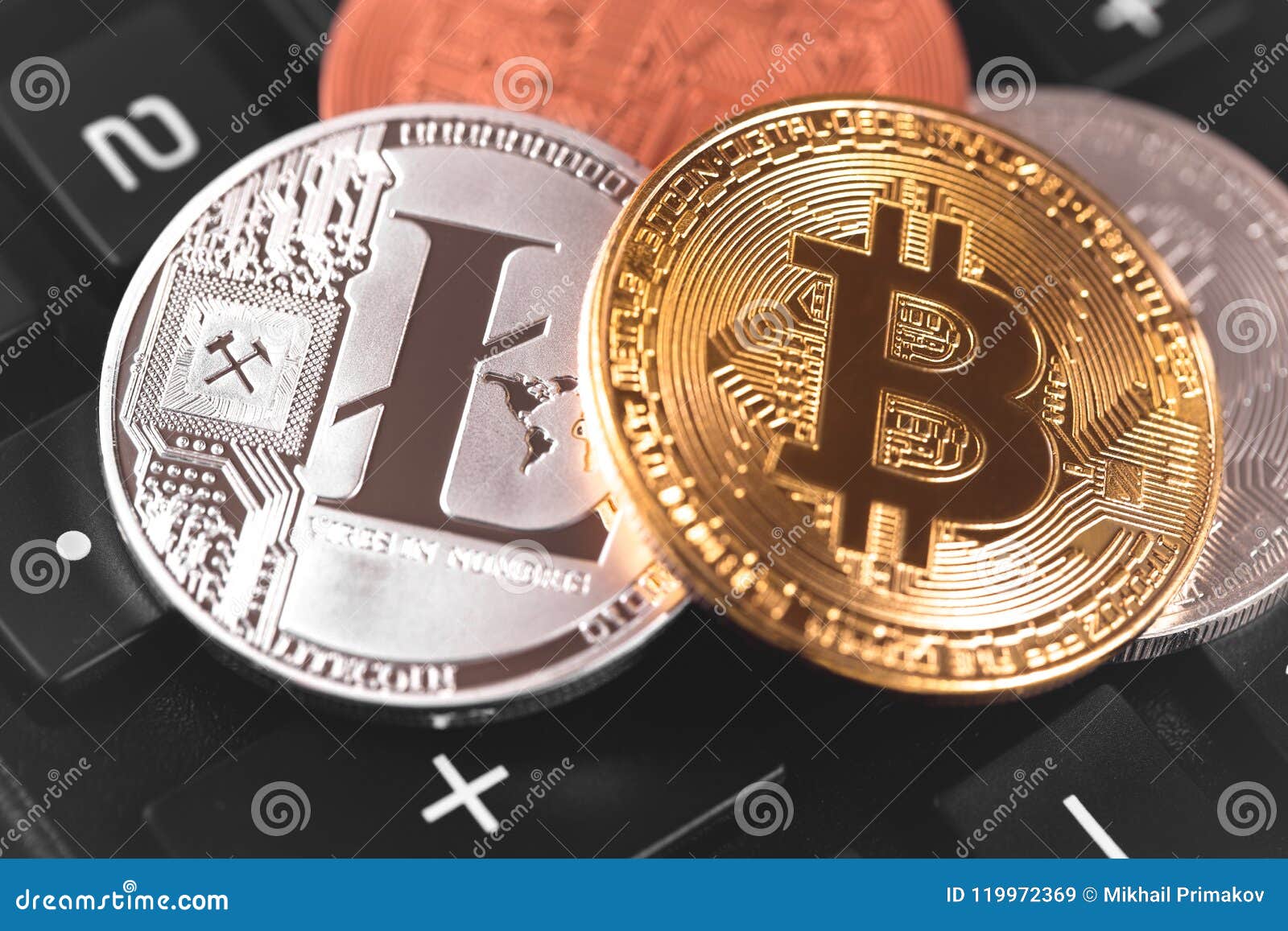Bitcoin and litecoin stock image. Image of economy, investment - 119972369