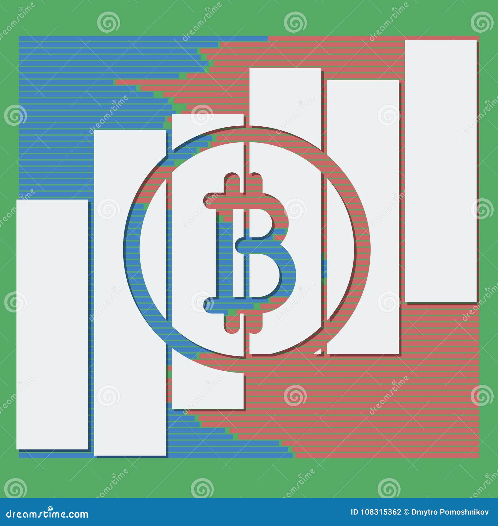 Bitcoin Logo Currency With Market Color Volumes Columns Stock - 