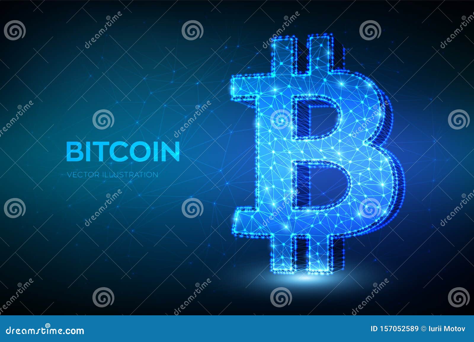 Bitcoin. Low Poly Abstract Mesh Line And Point Bitcoin ...