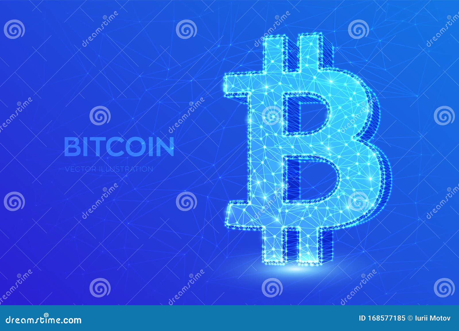 Bitcoin. Low Poly Abstract Mesh Line And Point Bitcoin ...