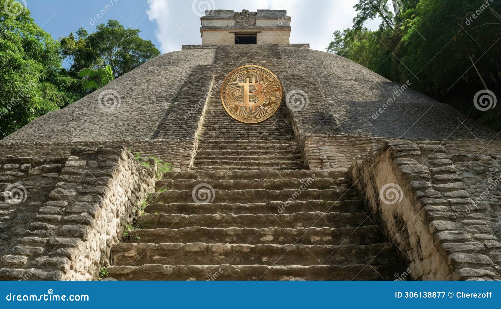 Bitcoin at the Maya Pyramid Stock Image - Image of mayan, finance: 306138877