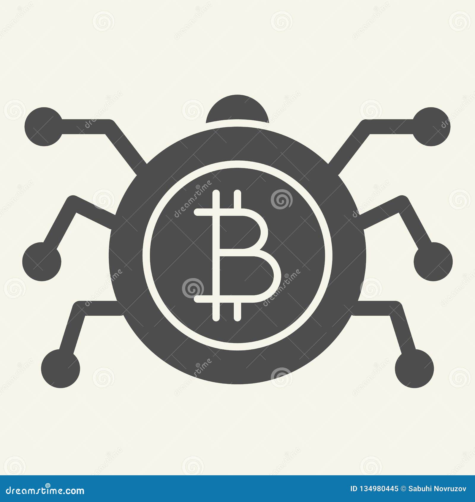 Bitcoin Microchip Solid Icon. Crypto Chip Vector Illustration Isolated On White. Cryptocurrency ...