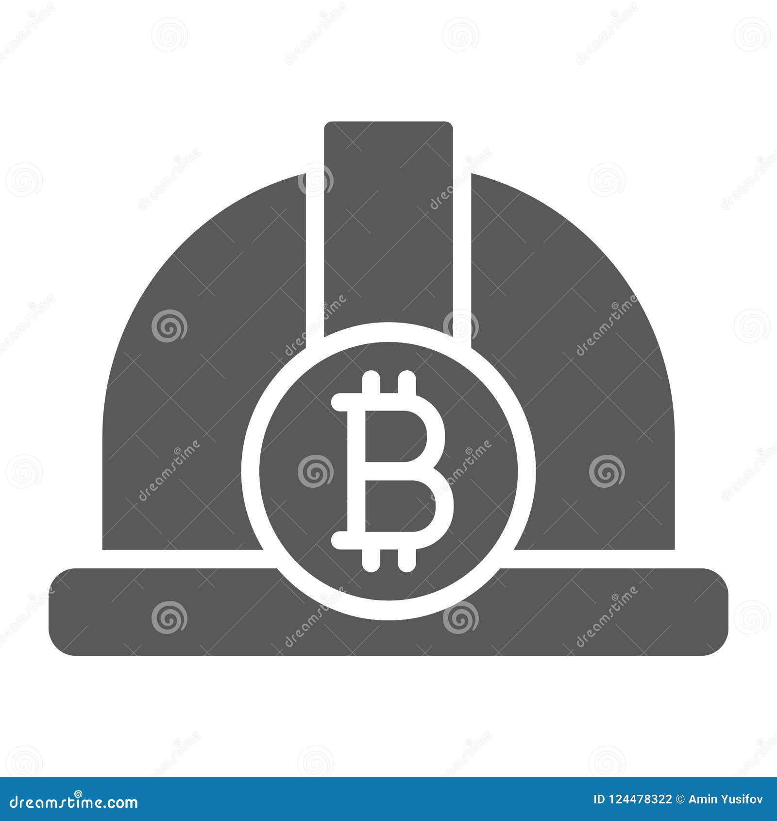 Bitcoin Miner Hat Glyph Icon Finance And Money Stock Vector - 