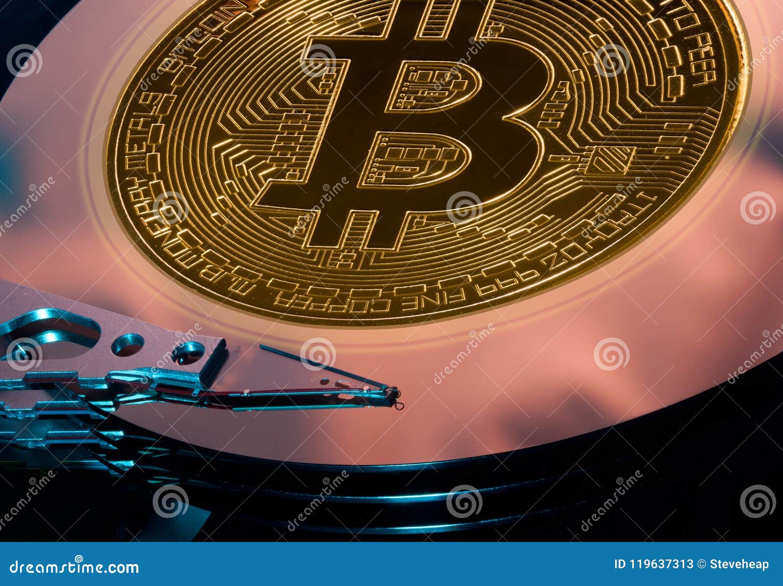 bitcoin mining concept using hard drive