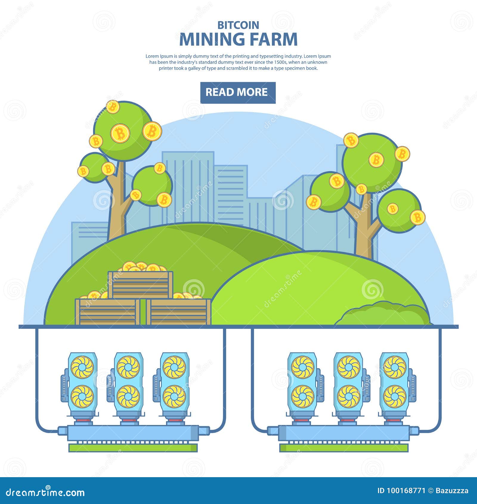 Bitcoin Mining Farm Concept Vector Illustration in Linear Style Stock  Vector - Illustration of income, ethereum: 100168771