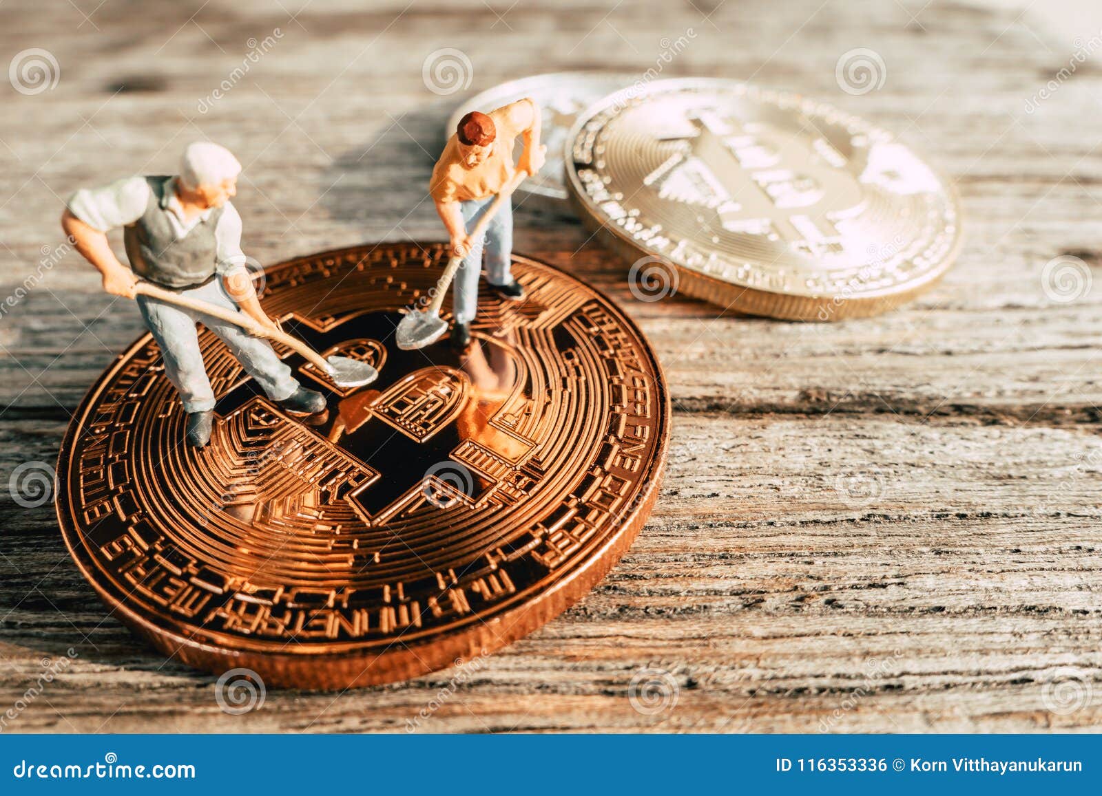 Bitcoin Mining Miniature People Digging Stock Photo ...