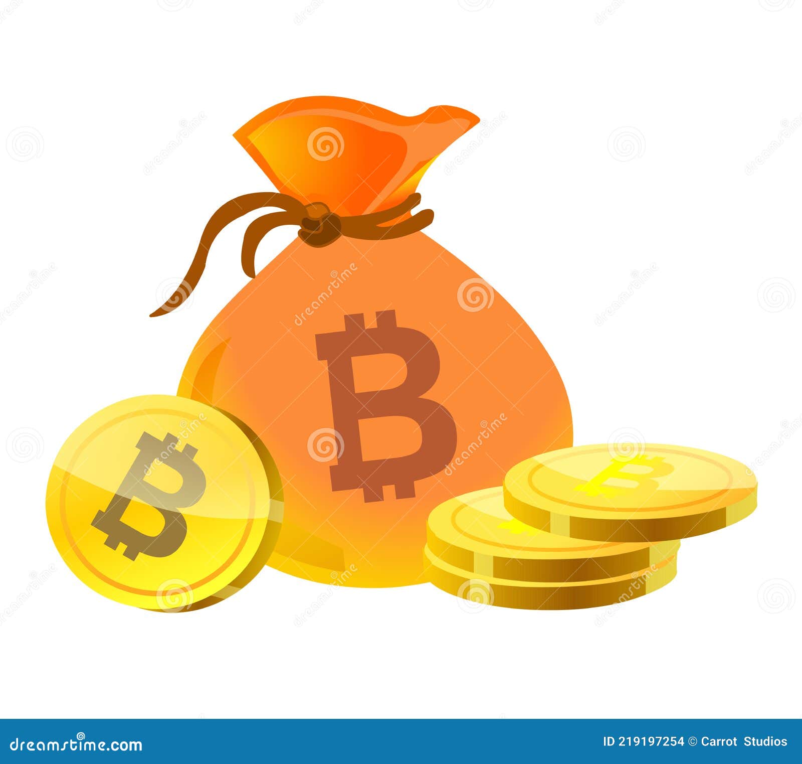 Bright old brown money bag with texture and bitcoin sign - stock vector  1809700 | Crushpixel