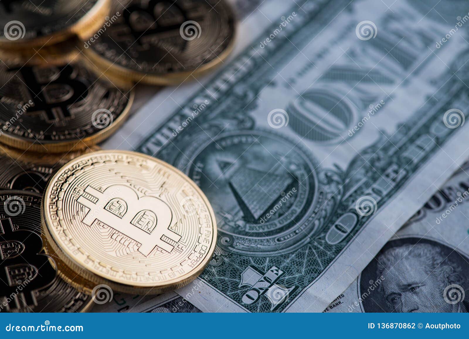 Bitcoin New Virtual Money And Banknotes Of One Dollar ...