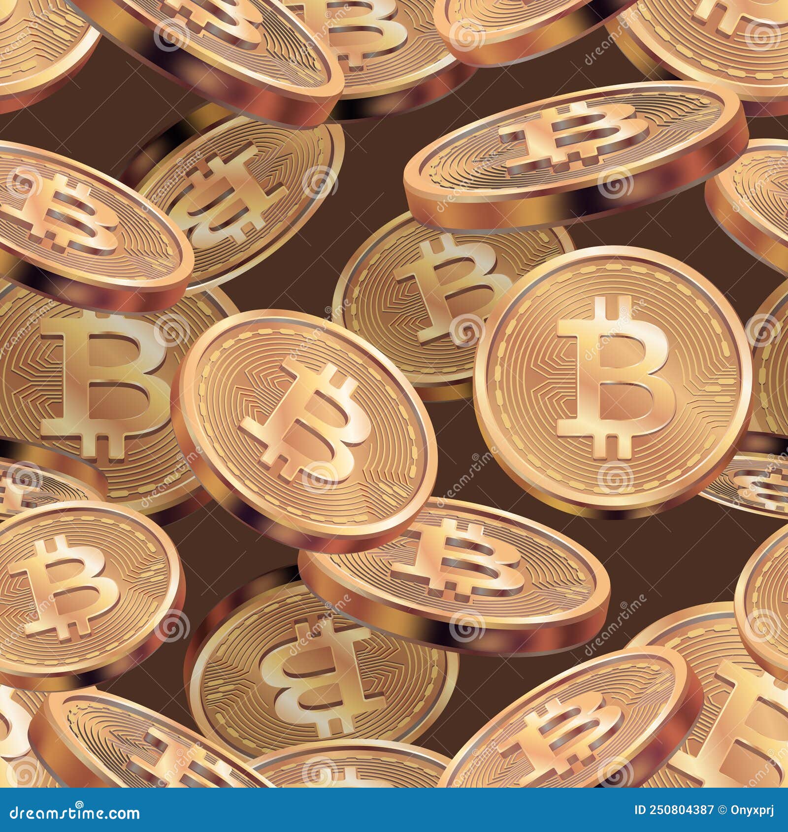 Bitcoin Pattern. Realistic Cryptocurrency Coins Web Blockchain Technology  Decent Vector Seamless Background Stock Vector - Illustration of market,  vector: 250804387
