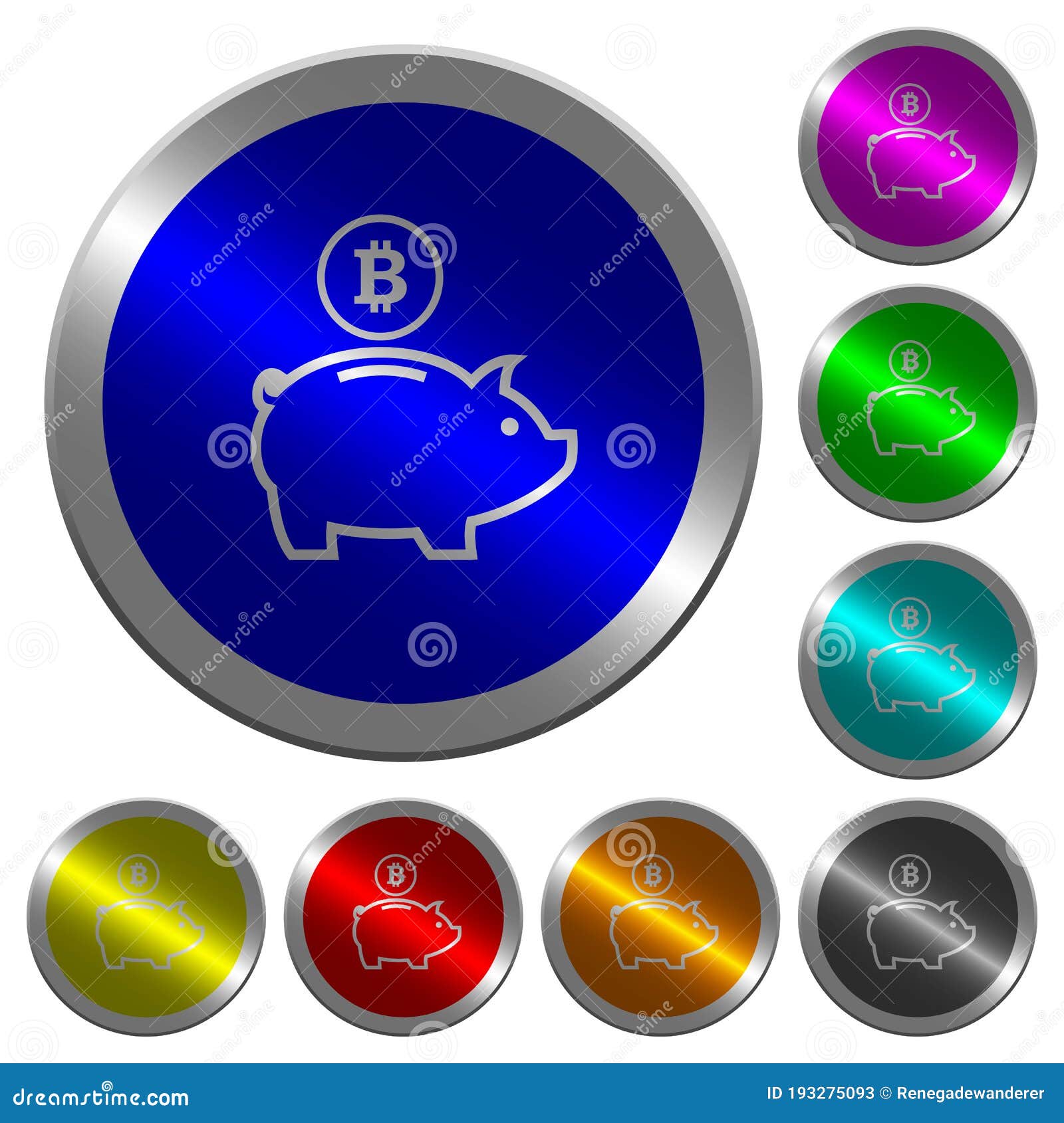 bitcoin piggy bank luminous coin-like round color buttons