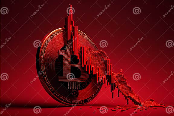 Bitcoin Price Crash In Front Of A Red Background Of The Graph Bitcoin Price Crash In Front Of A Red Background Of The Graph