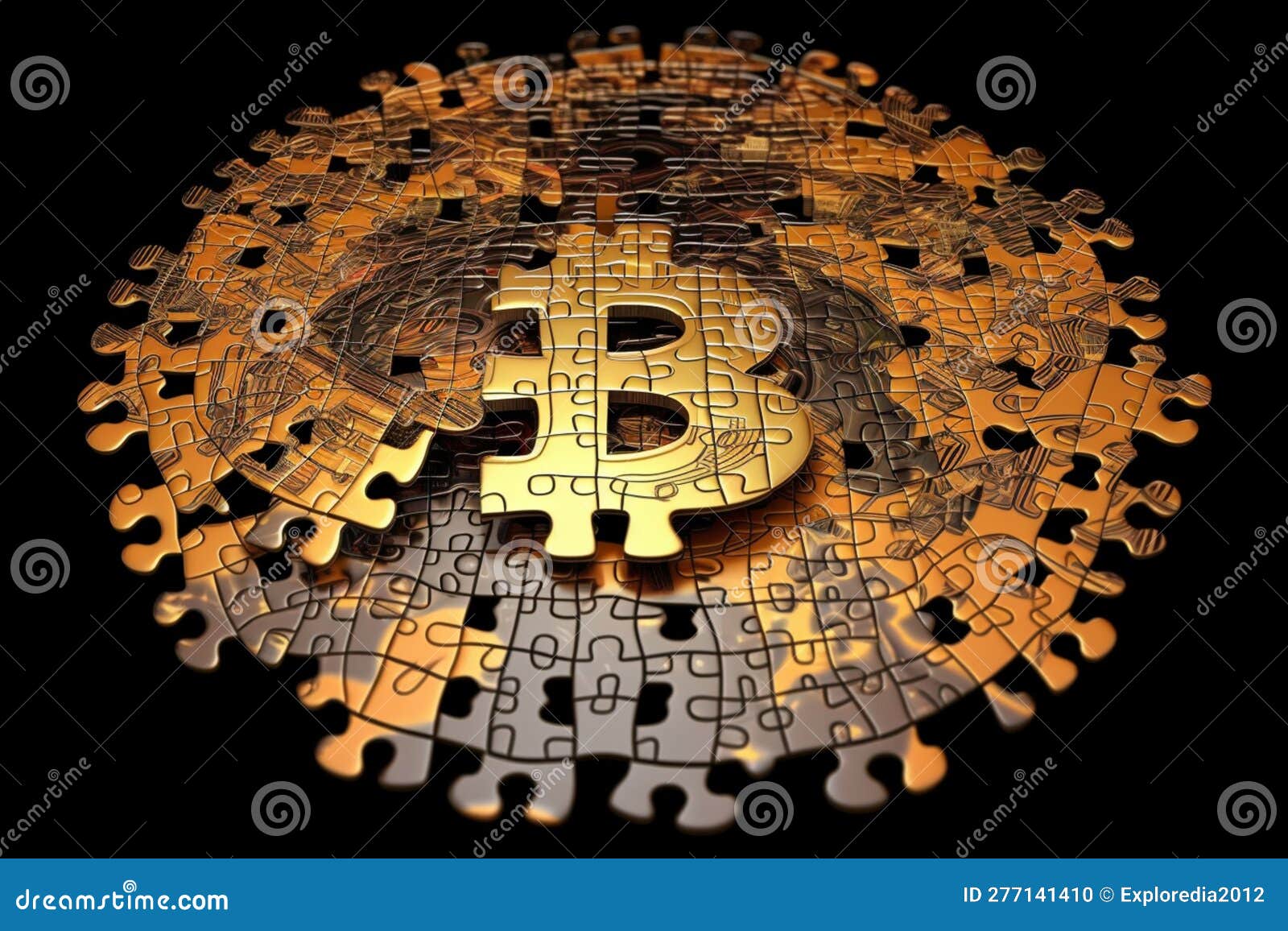 Bitcoin Puzzle Pieces stock illustration. Illustration of asset - 277141410