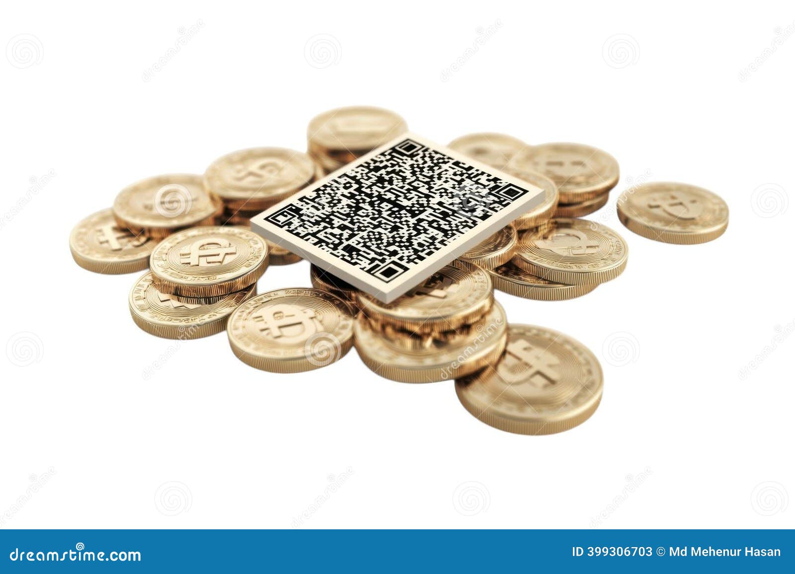 Bitcoin Qr Code Payment Concept on White Background Stock Image - Image of  code, stack: 399306703