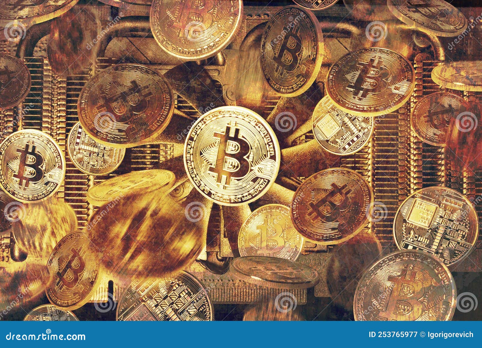 Bitcoin rain stock image. Image of economy, golden, financial - 253765977