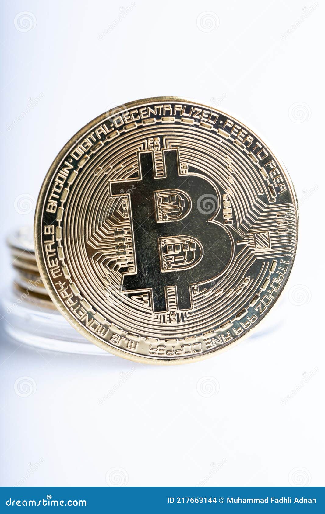 Bitcoin Replica on White Background Stock Photo - Image of commerce,  concept: 217663144