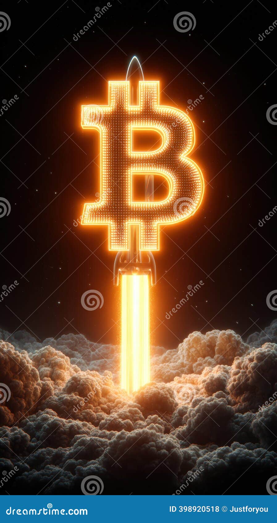Bitcoin Rocket Launch into the Night Sky, Representing Cryptocurrency  Growth and Financial Success. Stock Illustration - Illustration of online,  bull: 398920518