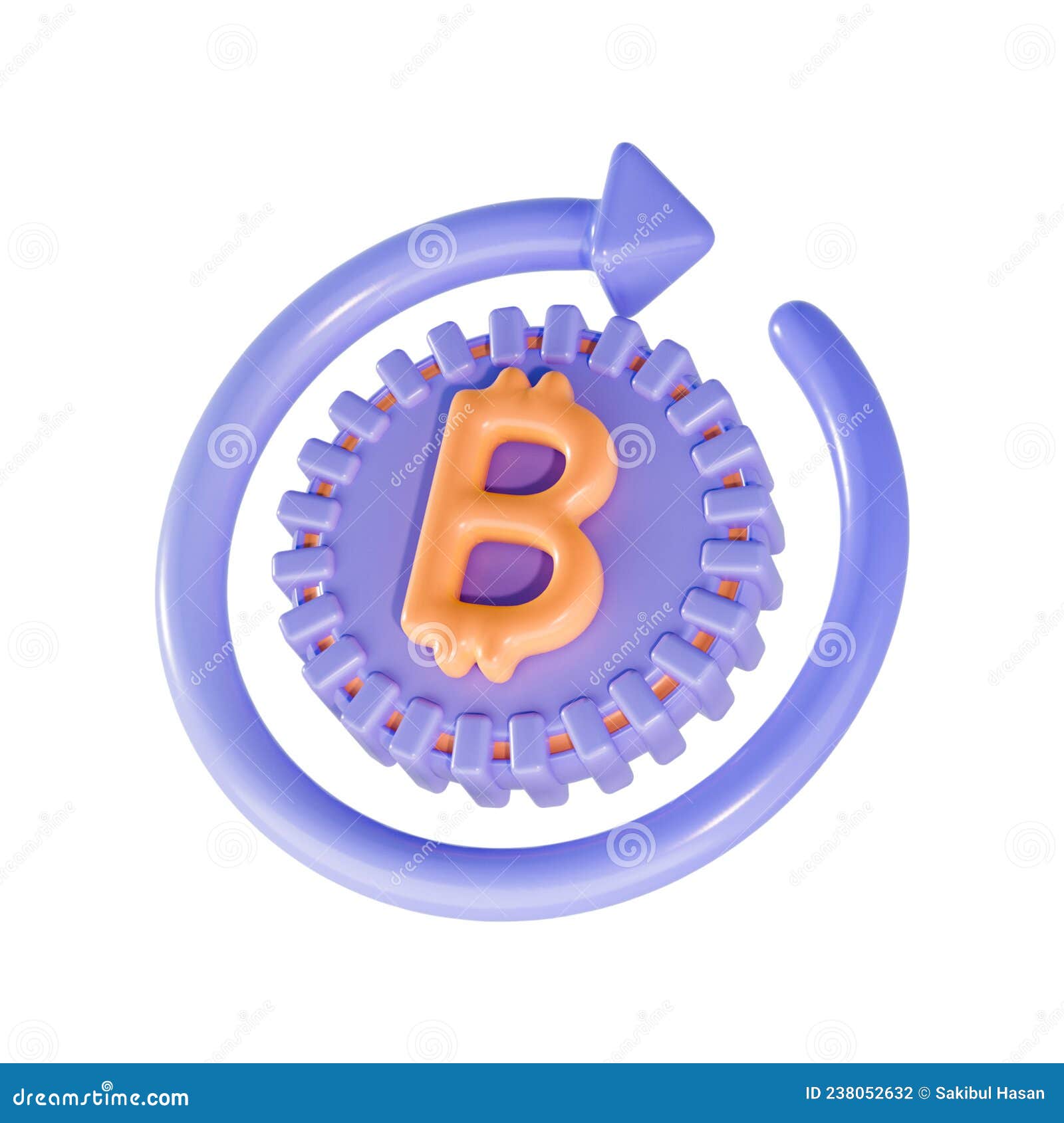 Bitcoin Rotation Arrow Icon on White Background 3d Render Concept Stock  Illustration - Illustration of loop, cycle: 238052632