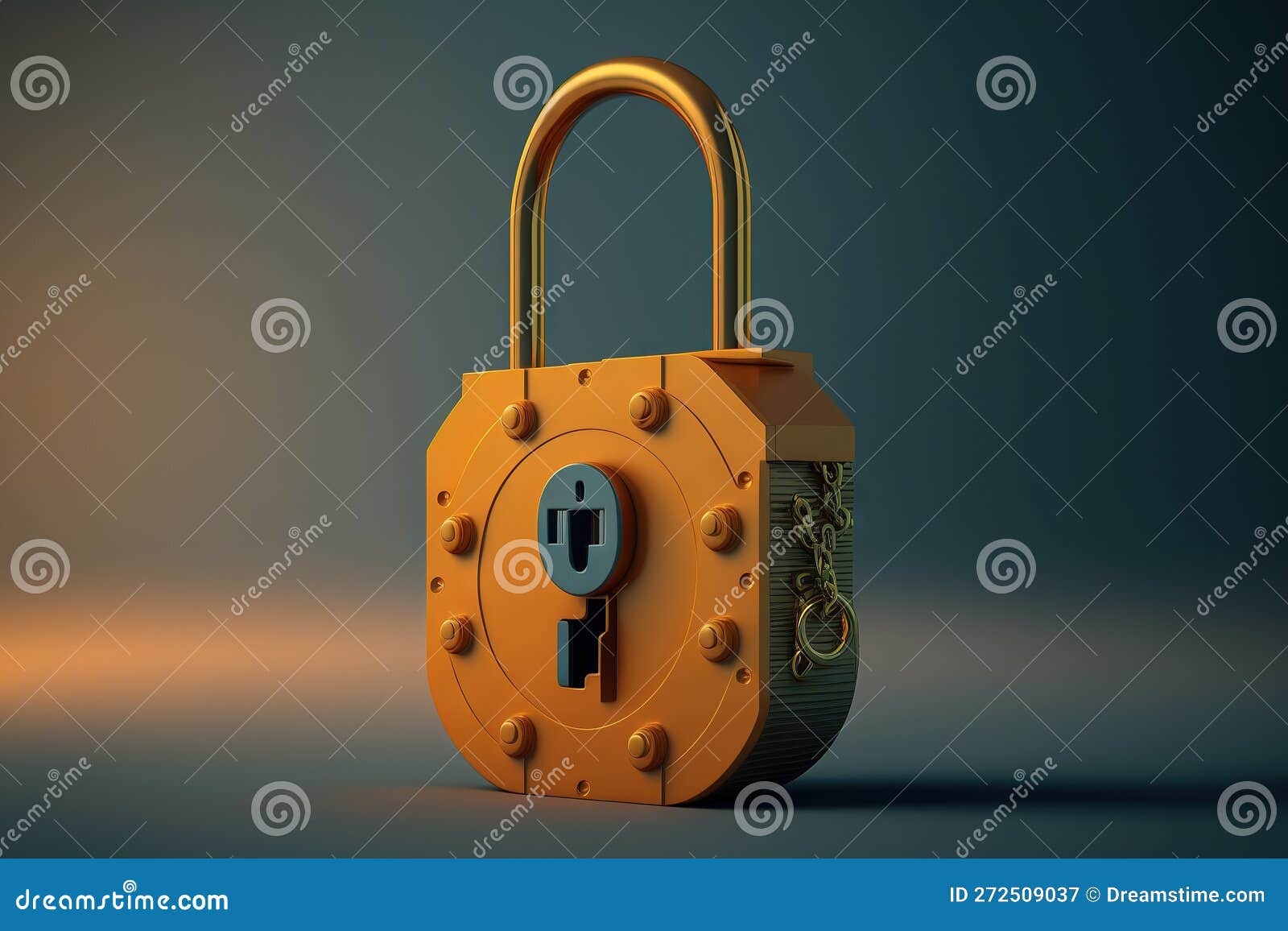 bitcoin security concept gold coin with padlock