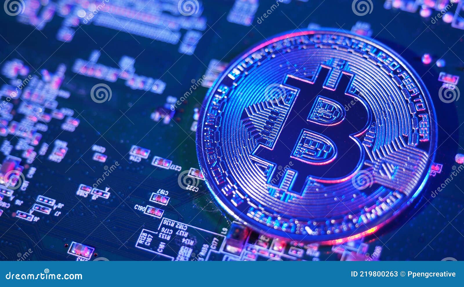 Bitcoin and Semiconductor. Represent Mining in Cryptocurrency Cause Global  Warming Stock Image - Image of internet, background: 219800263