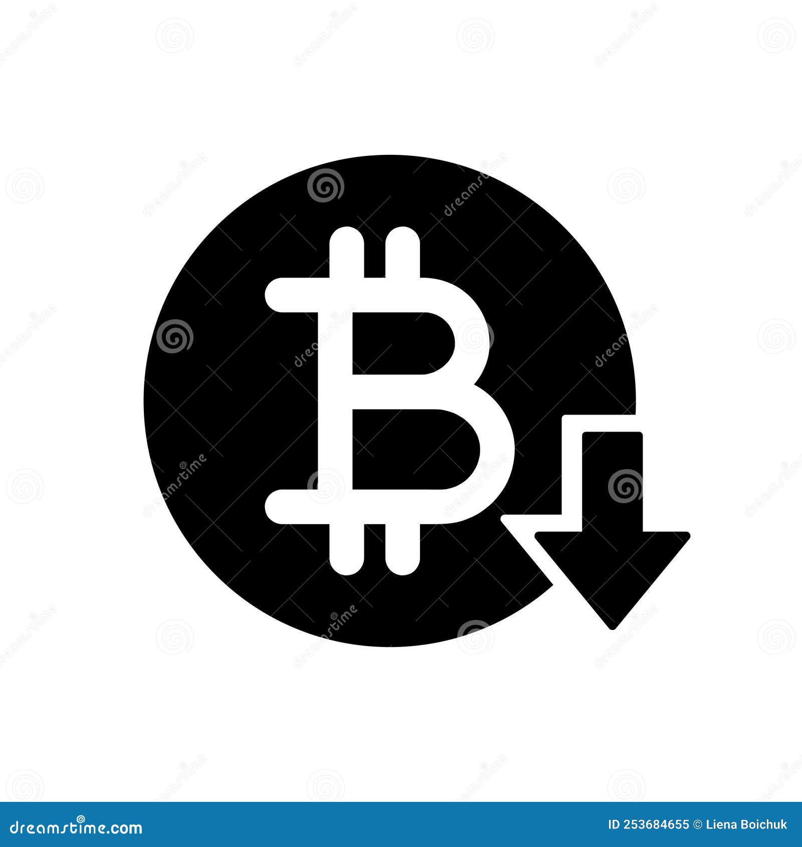 Bitcoin Sign with Arrow Down Rounded Black Vector Icon, Cost Reduction Price  Icon Stock Vector - Illustration of reduction, trade: 253684655