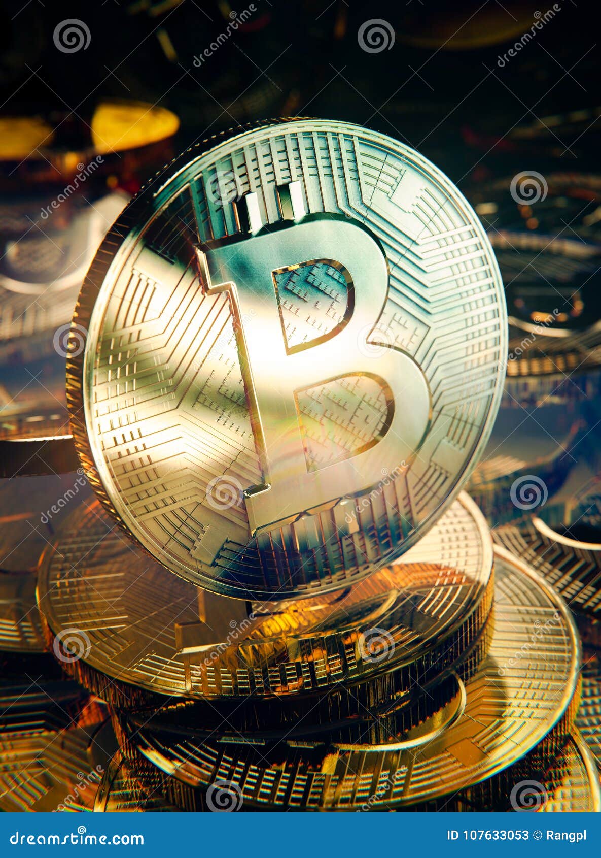 Bitcoin in Spotlight Heap of Golden Coins Stock Illustration - Illustration  of money, jackpot: 107633053