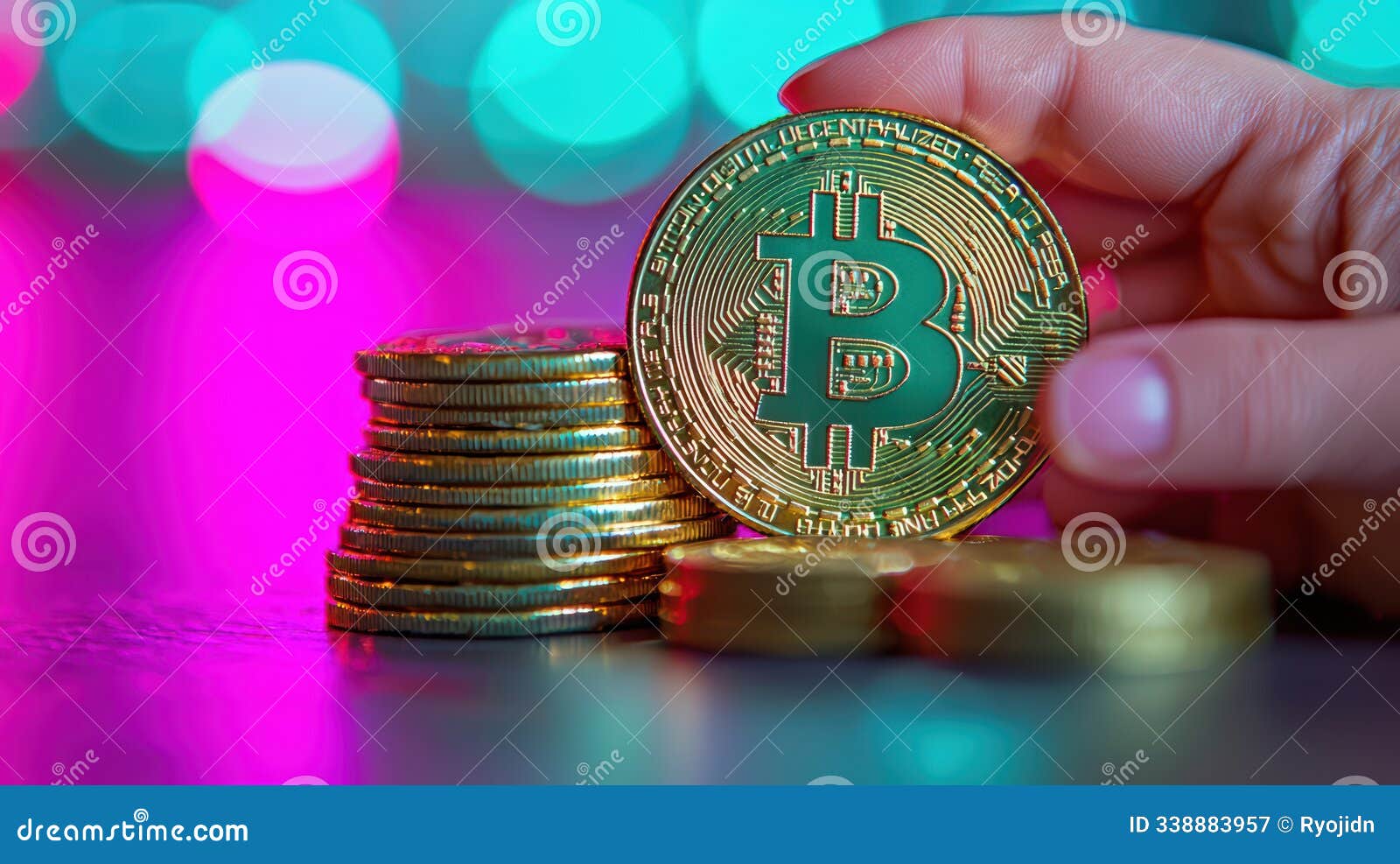Bitcoin Stack stock illustration. Illustration of economy - 338883957