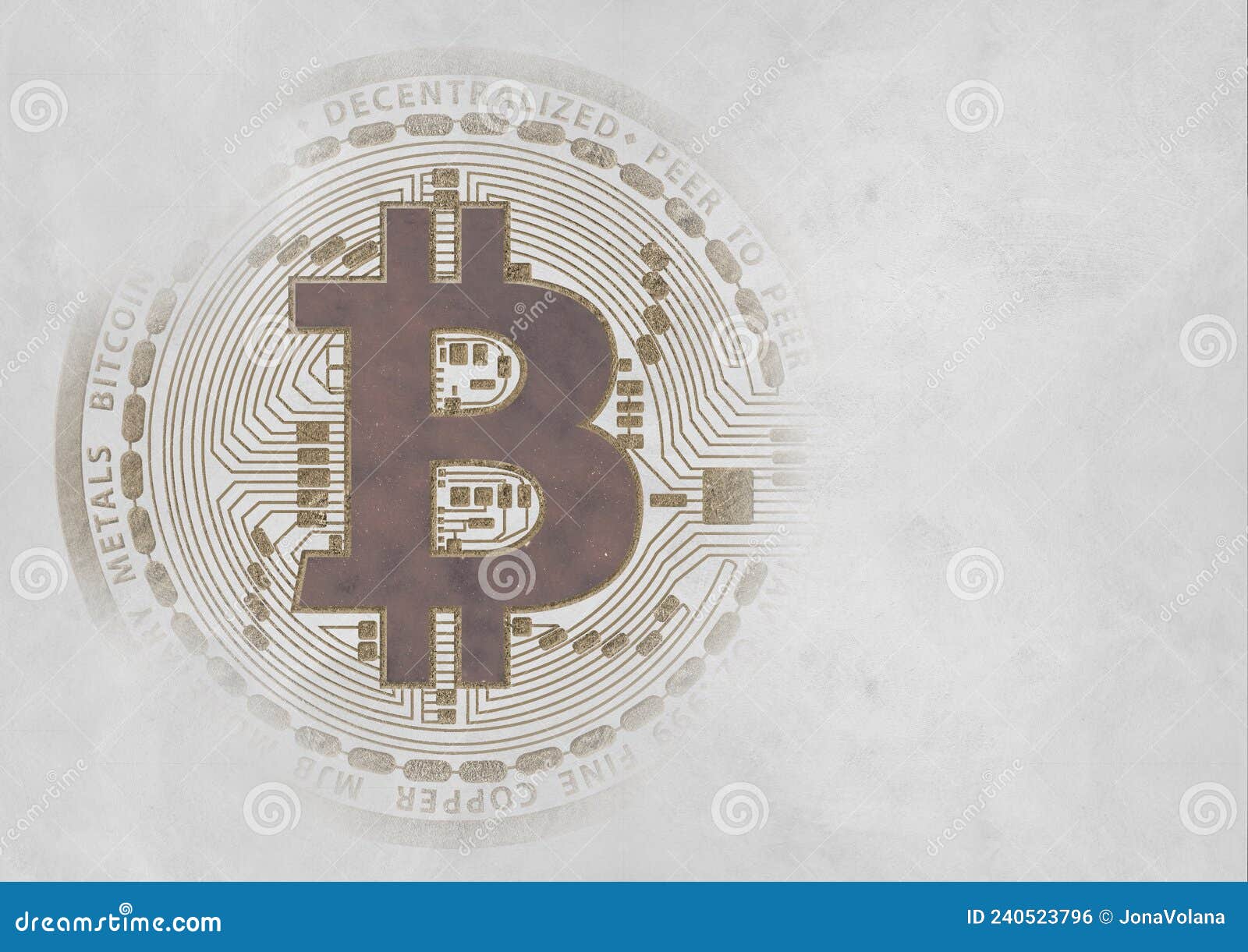 bitcoin stamp on grayish background