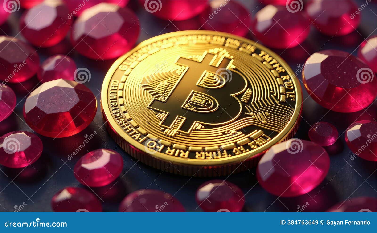 Bitcoin Surrounded by Red Ruby Gems Stock Illustration - Illustration of  asset, business: 384763649