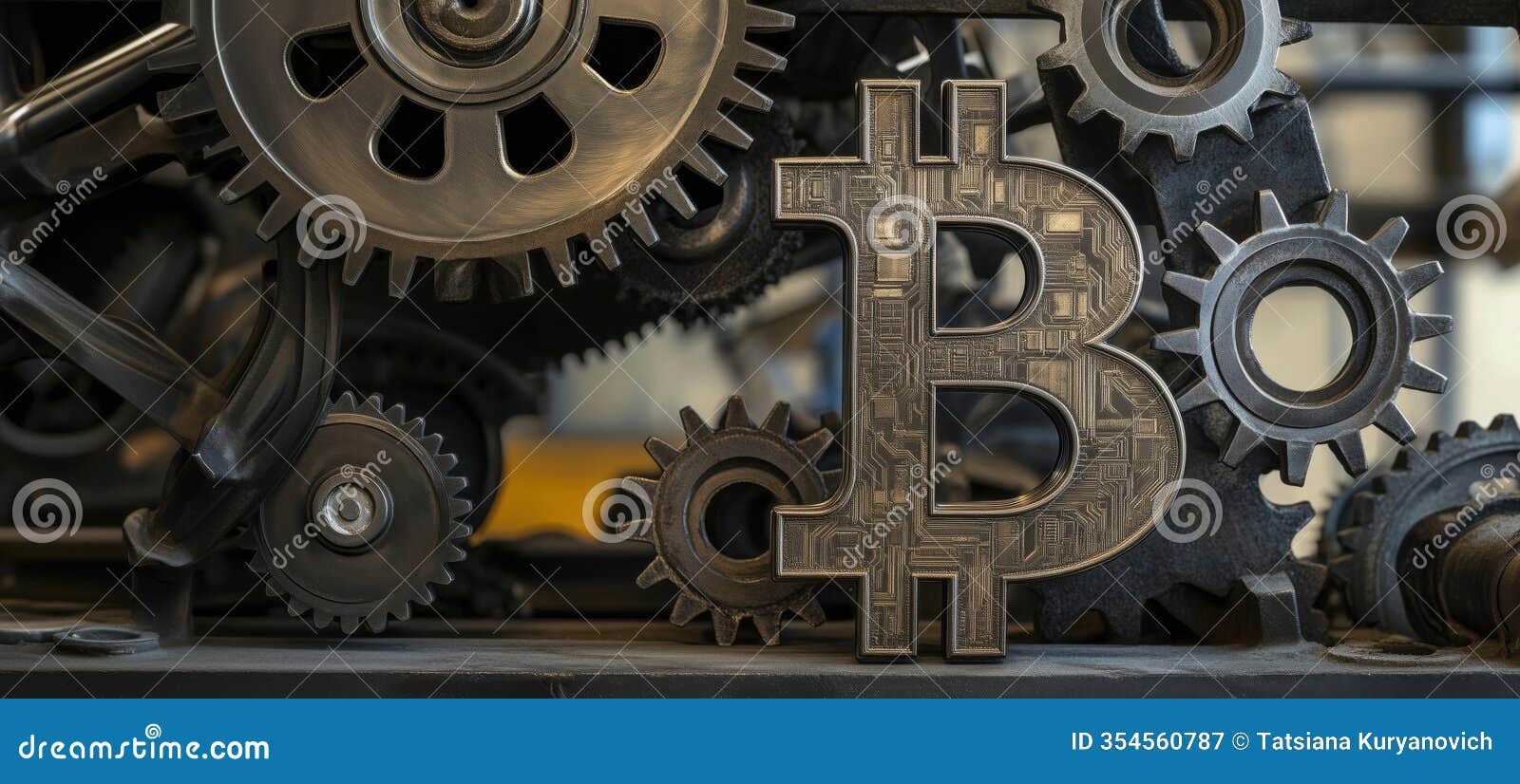 Bitcoin Symbol Integrated with Mechanical Gears Representing Cryptocurrency  Technology and Innovation, Copy Space for Stock Image - Image of  automation, design: 354560787