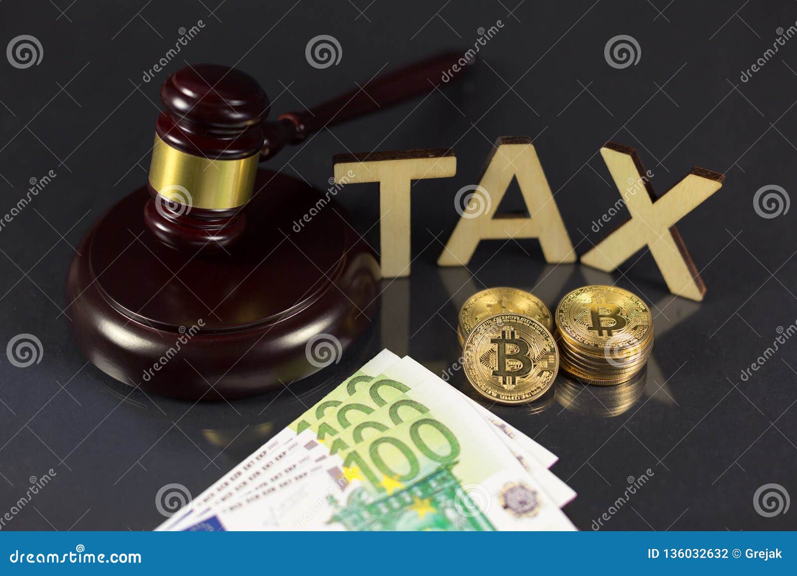 Bitcoin and tax stock photo. Image of golden, bitcoin ...