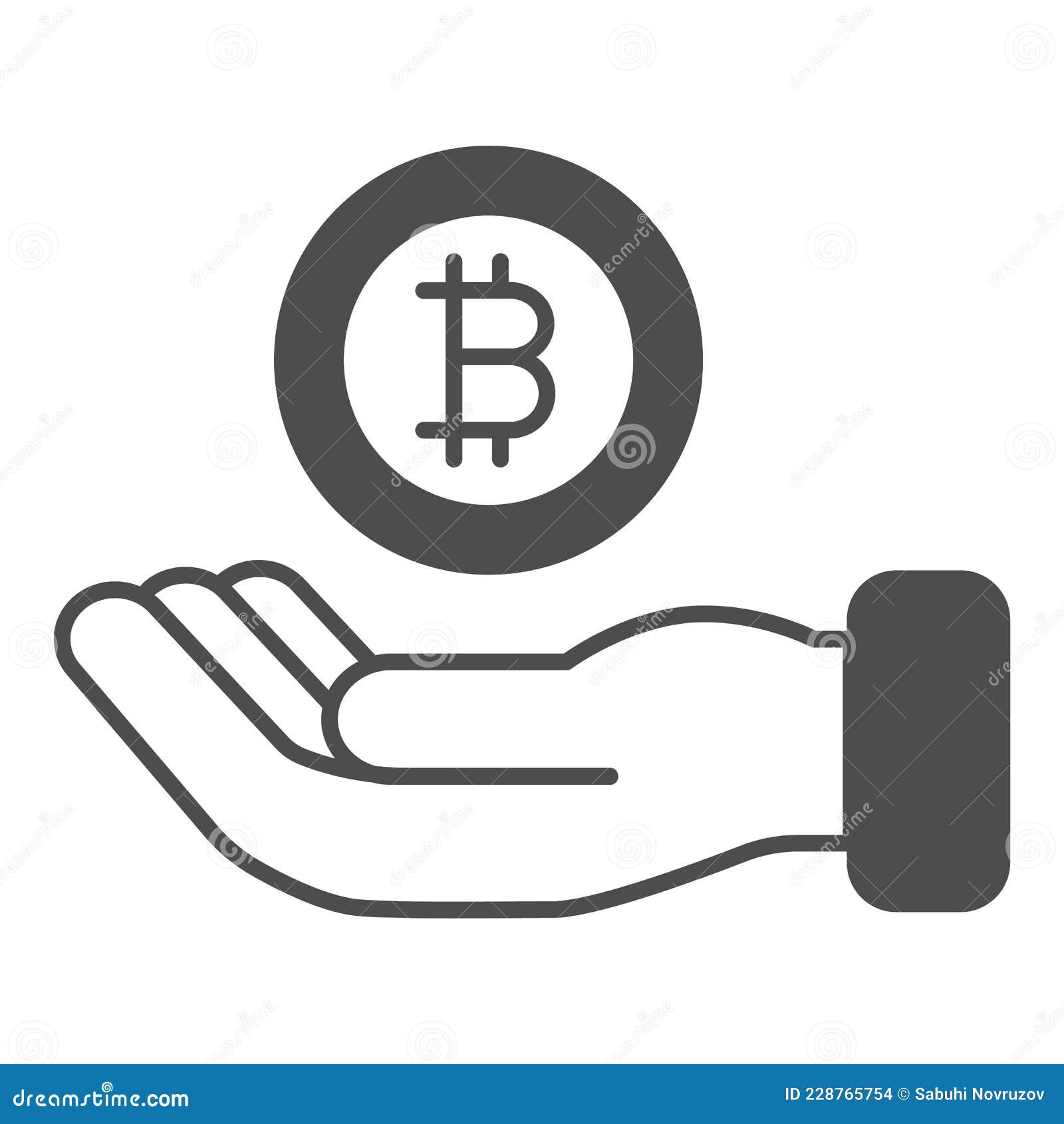 Bitcoin on Thr Palm of the Hand Solid Icon, Cryptocurrency Concept, BTC  Support Vector Sign on White Background, Glyph Stock Vector - Illustration  of exchange, vector: 228765754