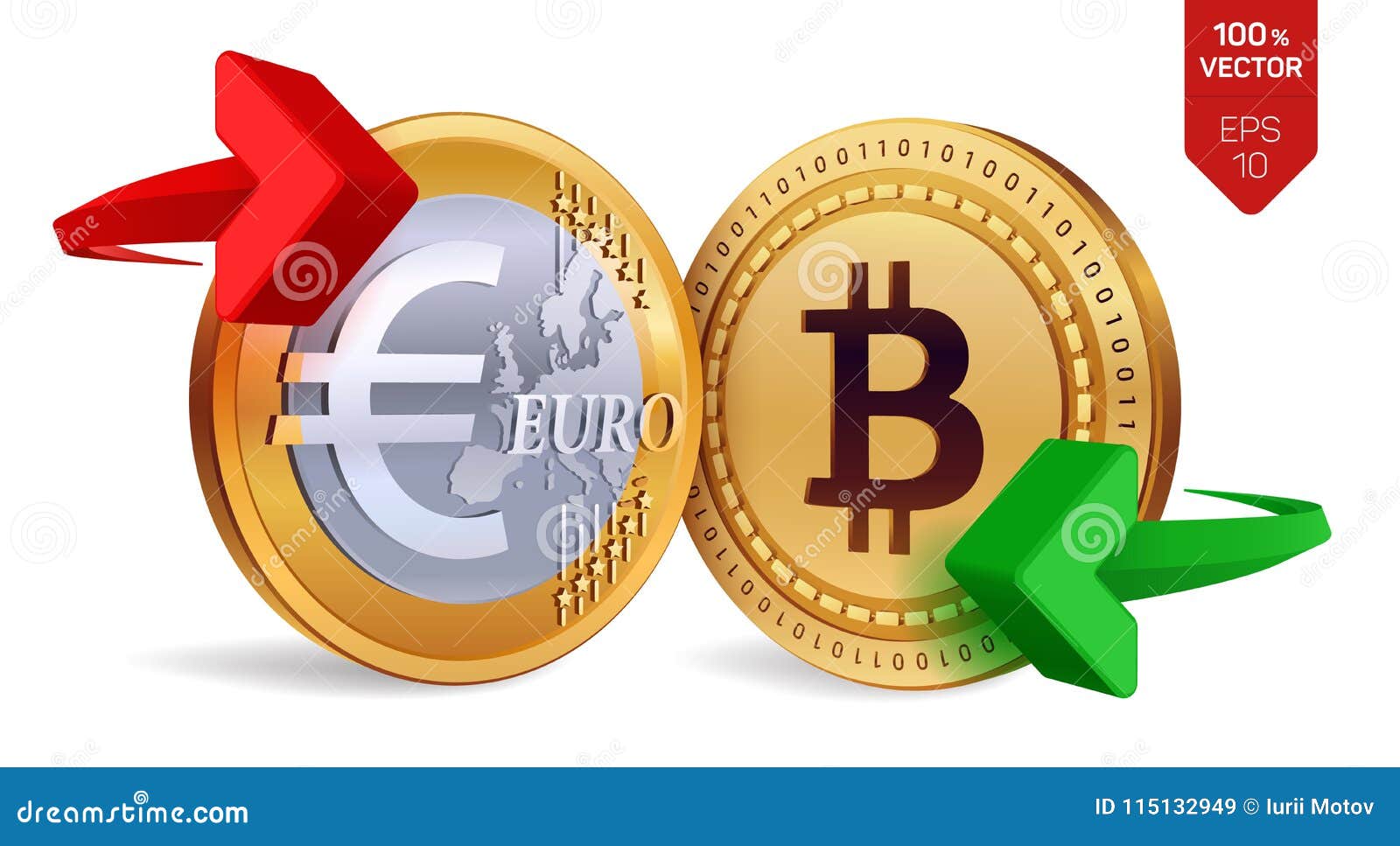 Bitcoin To Euro Currency Exchange. Bitcoin. Euro Coin. Cryptocurrency Stock  Illustration - Illustration of financial, bitcoin: 115132949