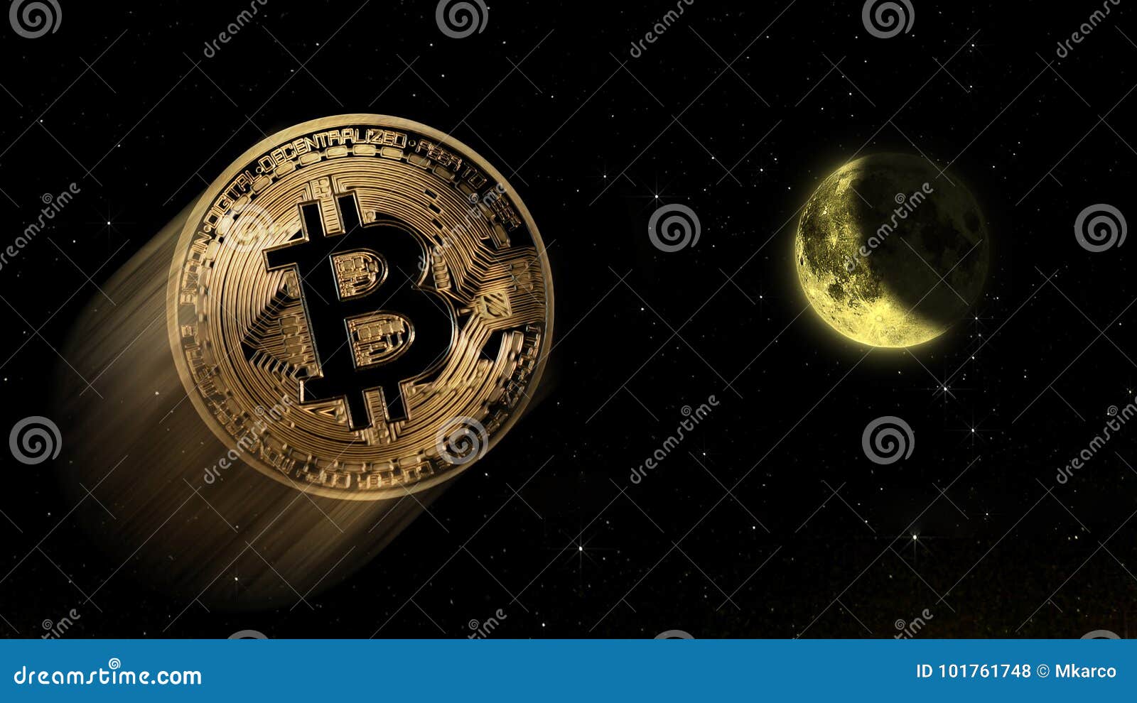 Bitcoin To the Moon, Conceptual Trading of an Explosive Increase Value of  the Digital Crypto Currency Bitcoin Stock Illustration - Illustration of  concept, finance: 101761748