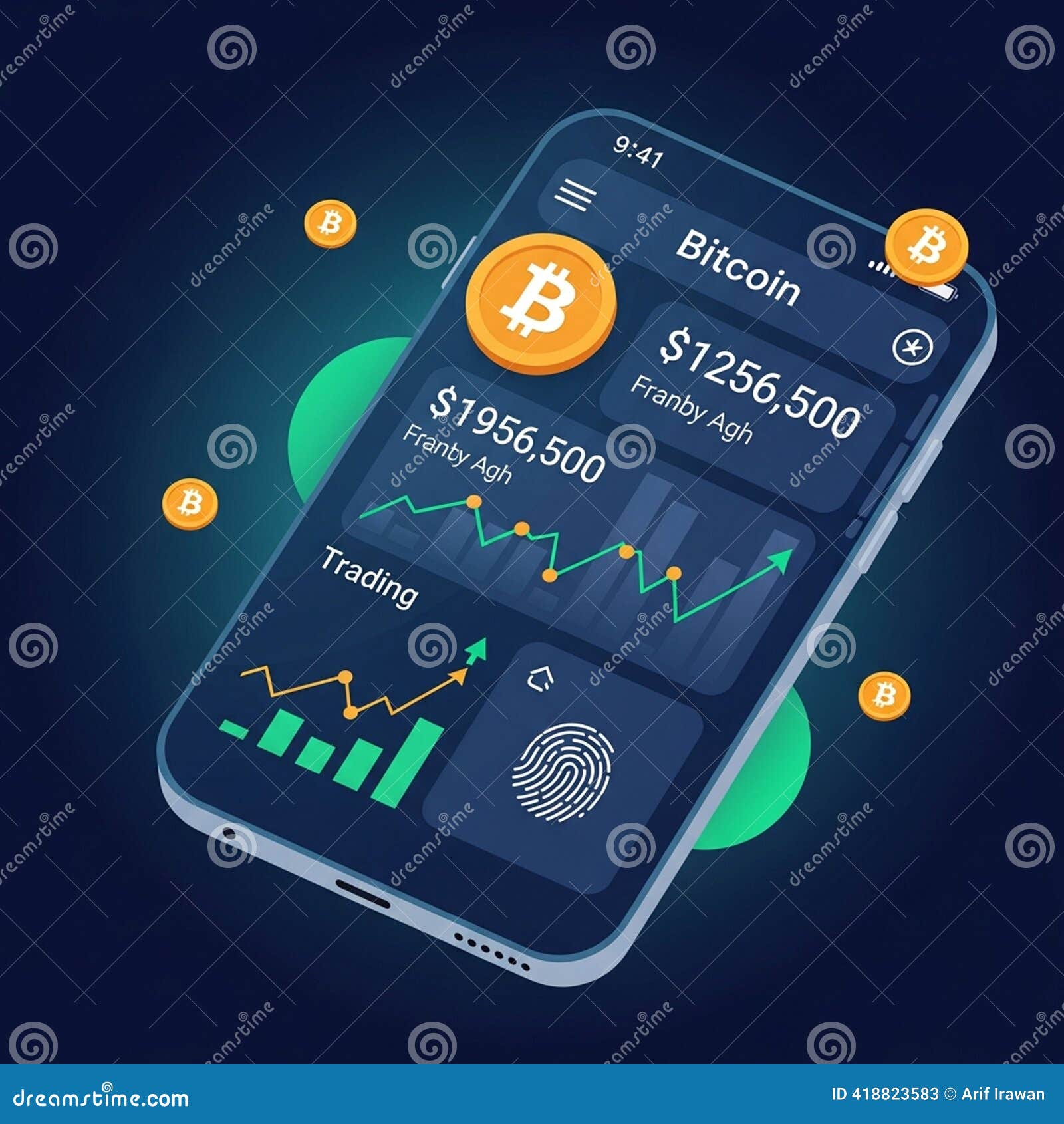 Bitcoin Trading App Interface on Mobile Phone with Financial Data Stock  Illustration - Illustration of bitcoin, analysis: 418823583