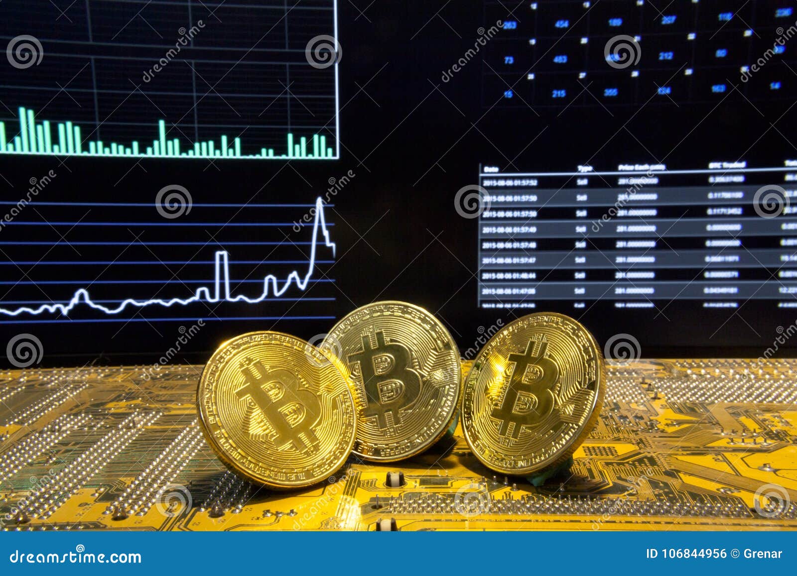 Bitcoin Trio Circuit Market Charts Clean Stock Photo ...