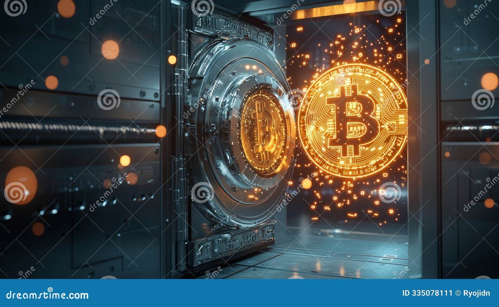 Bitcoin Vault stock illustration. Illustration of investment - 335078111
