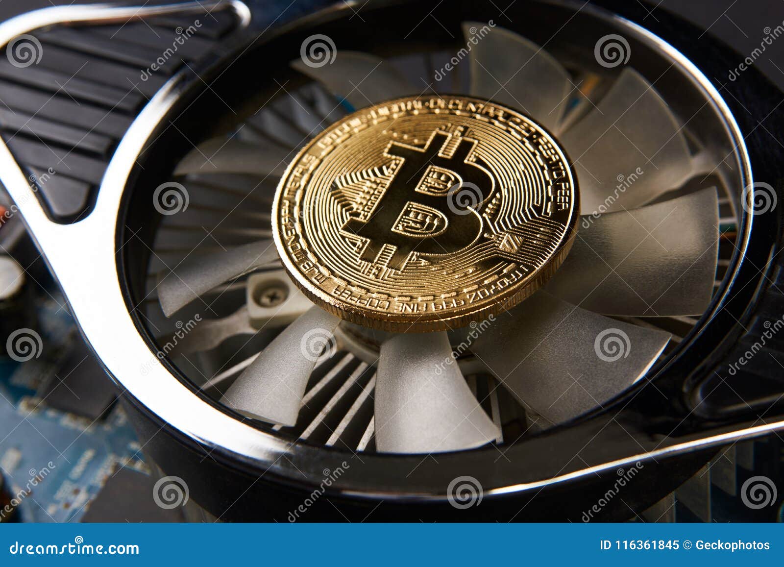Bitcoin And Video Card, Close-up Stock Image - Image of golden, concept: 116361845